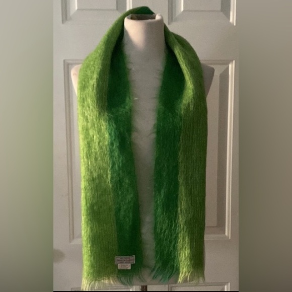 Accessories - Mohair Wool Vintage Made in England Oblong Scarf Green Unisex